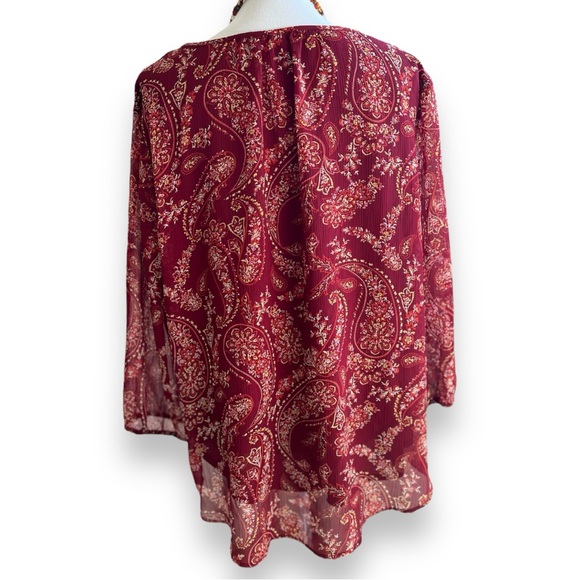 St. John’s Bay Boho Style Tunic Blouse Sheer Sleeves Sz 1X - Picture 3 of 9